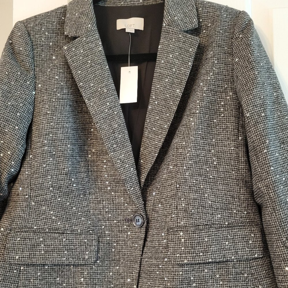NWT Black Patterned Blazer with Sequins from Loft Size 2